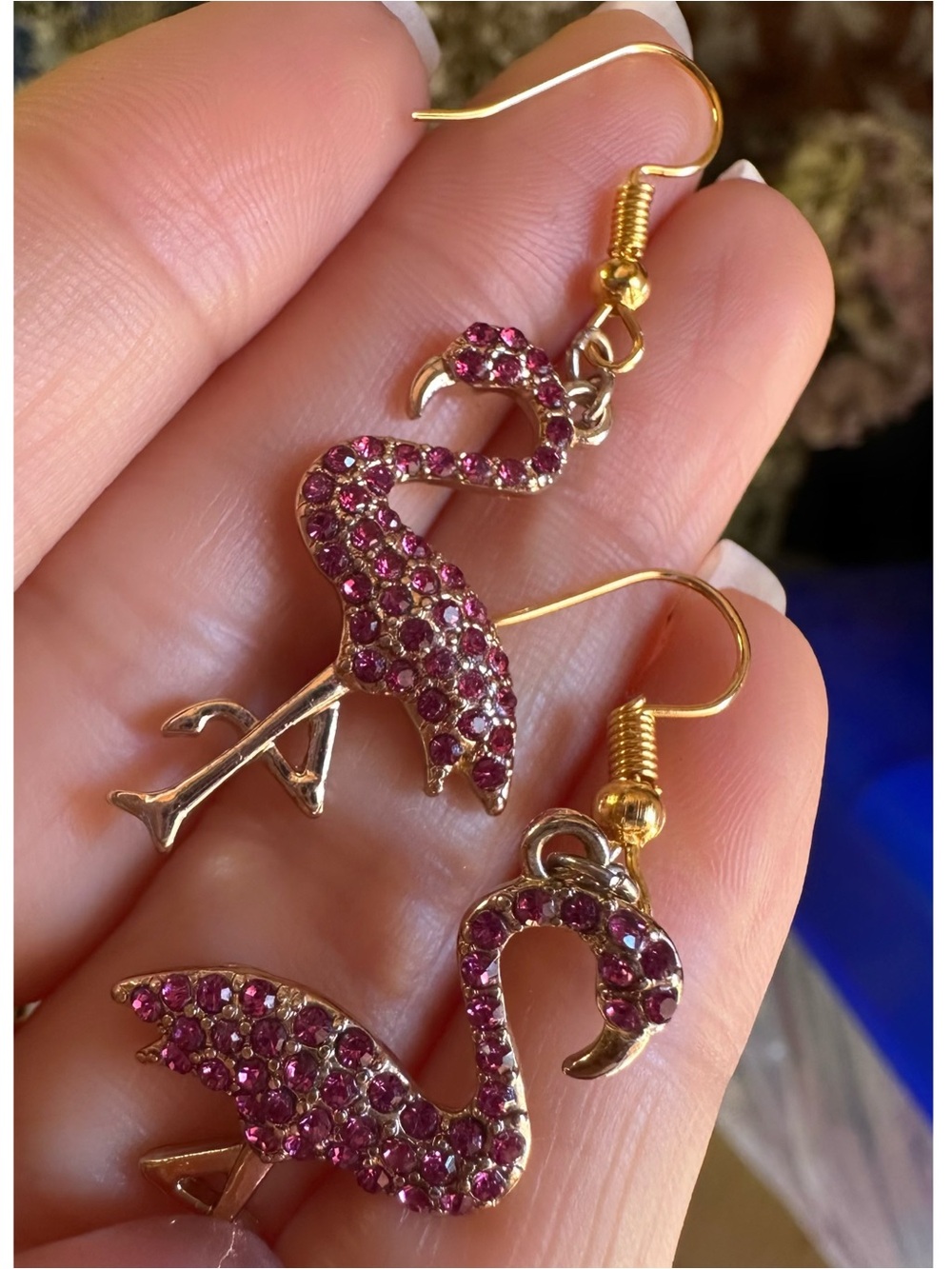 Pink Rhinestone Flamingo Earring - Picture 7 of 9